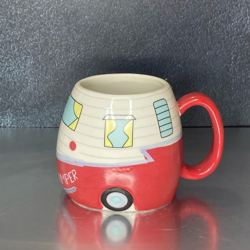 Bass Pro Shops Red “HAPPY CAMPER” Trailer Shaped Ceramic Mug, 16oz
